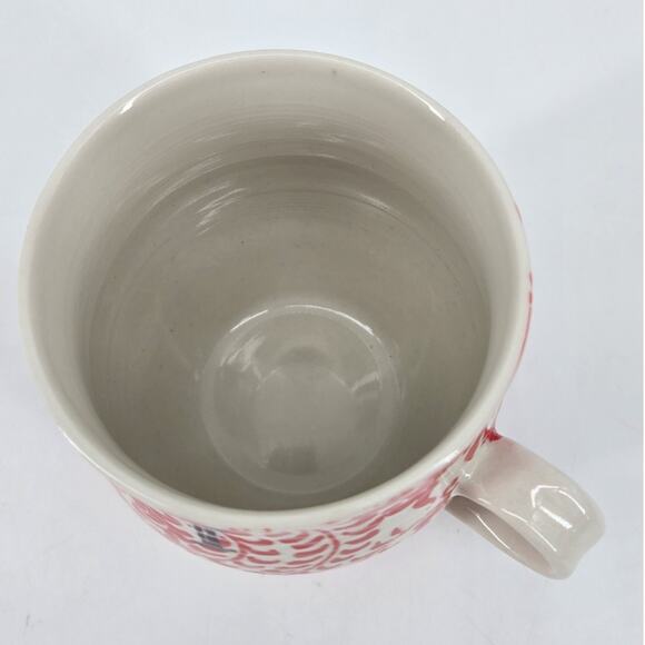 Anthropologie Monogram Initial "F" Homegrown Whimsical Floral Red Mug 14oz - Picture 5 of 10